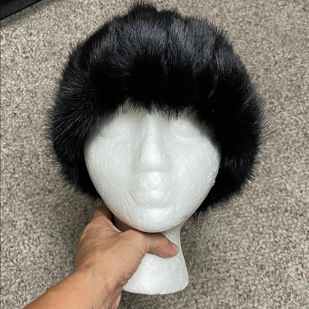 Vintage 40s/50s Black mink /real) Fur Hat- like new